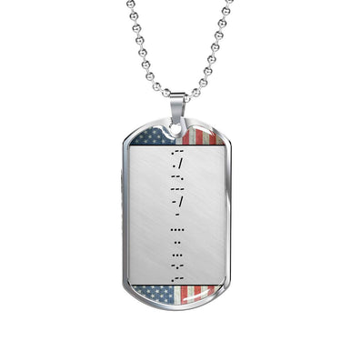 Morse Code (American Flag) Dog Tag Necklace - Love You This Much